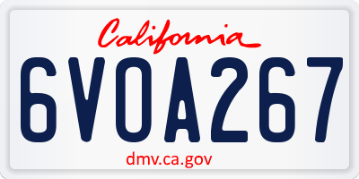CA license plate 6VOA267