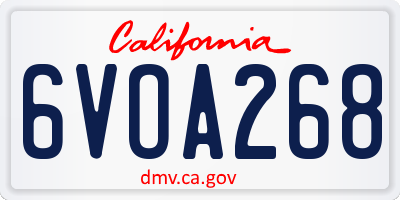 CA license plate 6VOA268