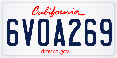 CA license plate 6VOA269