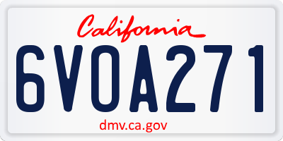 CA license plate 6VOA271