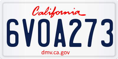 CA license plate 6VOA273