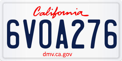 CA license plate 6VOA276