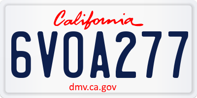 CA license plate 6VOA277