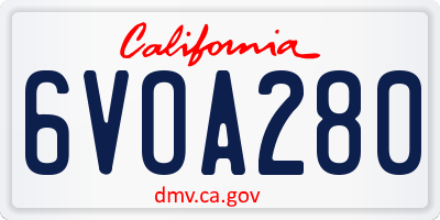 CA license plate 6VOA280