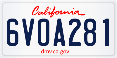 CA license plate 6VOA281
