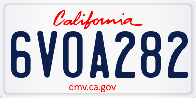 CA license plate 6VOA282