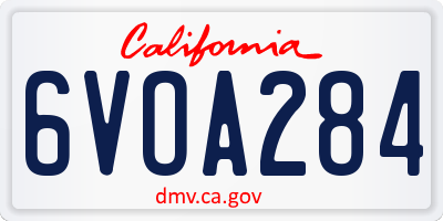 CA license plate 6VOA284