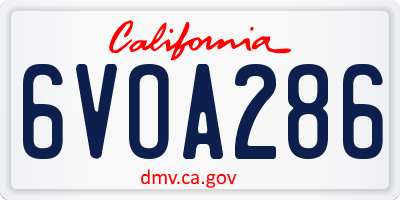 CA license plate 6VOA286