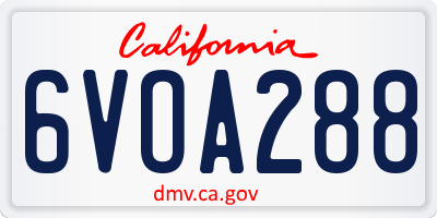 CA license plate 6VOA288