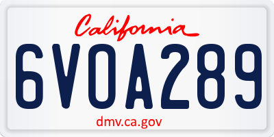 CA license plate 6VOA289
