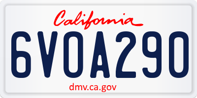 CA license plate 6VOA290