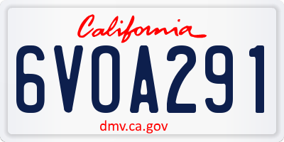 CA license plate 6VOA291