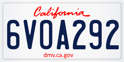 CA license plate 6VOA292