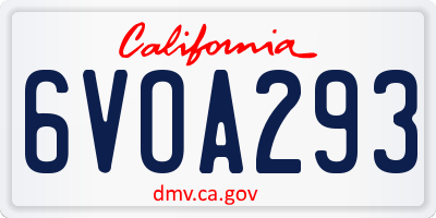 CA license plate 6VOA293