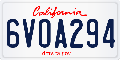 CA license plate 6VOA294