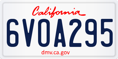 CA license plate 6VOA295