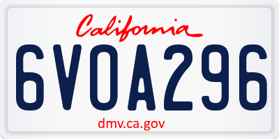 CA license plate 6VOA296