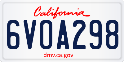 CA license plate 6VOA298