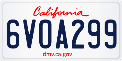 CA license plate 6VOA299