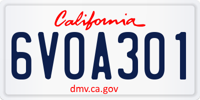 CA license plate 6VOA301