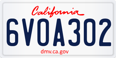 CA license plate 6VOA302