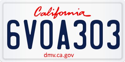 CA license plate 6VOA303