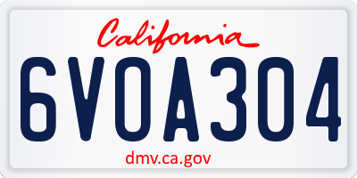 CA license plate 6VOA304