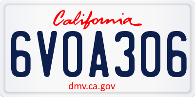 CA license plate 6VOA306