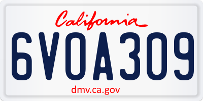 CA license plate 6VOA309