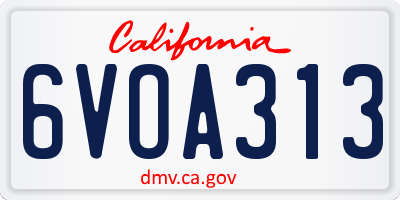 CA license plate 6VOA313