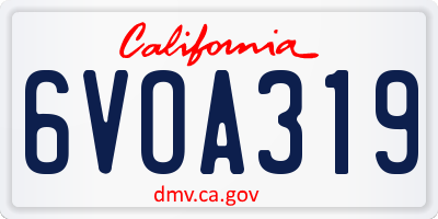 CA license plate 6VOA319