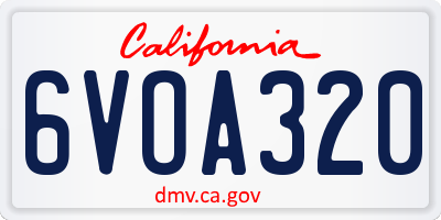 CA license plate 6VOA320