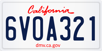 CA license plate 6VOA321