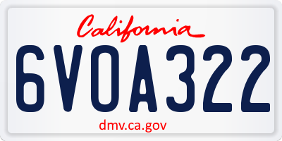 CA license plate 6VOA322