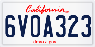 CA license plate 6VOA323