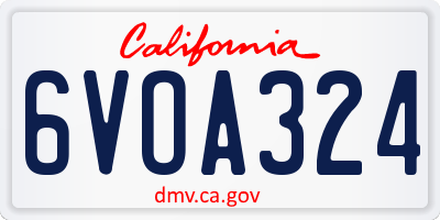 CA license plate 6VOA324