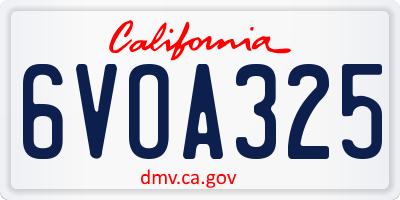 CA license plate 6VOA325