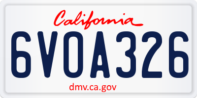 CA license plate 6VOA326