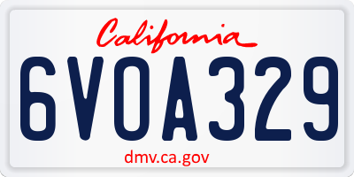 CA license plate 6VOA329