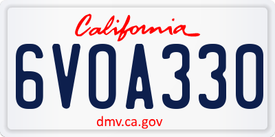 CA license plate 6VOA330