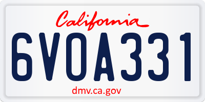 CA license plate 6VOA331