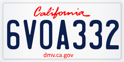 CA license plate 6VOA332