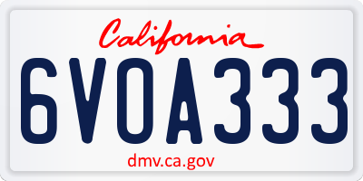 CA license plate 6VOA333