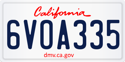 CA license plate 6VOA335