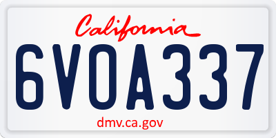 CA license plate 6VOA337