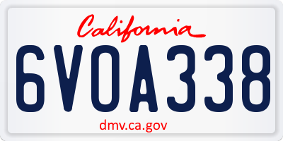 CA license plate 6VOA338