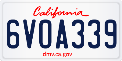 CA license plate 6VOA339