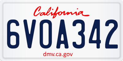 CA license plate 6VOA342
