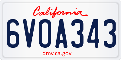 CA license plate 6VOA343