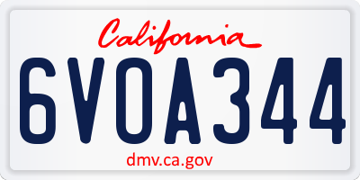 CA license plate 6VOA344